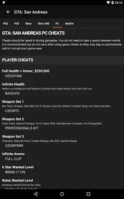 Cheats for GTA android App screenshot 0