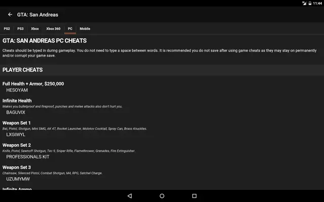 Cheats for GTA android App screenshot 3